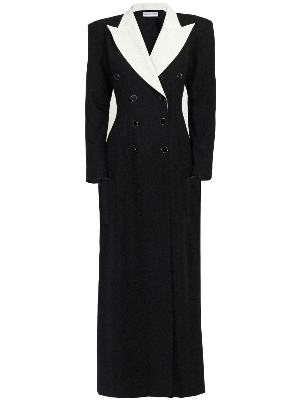 Contrasting-collar tuxedo maxi dress - Black