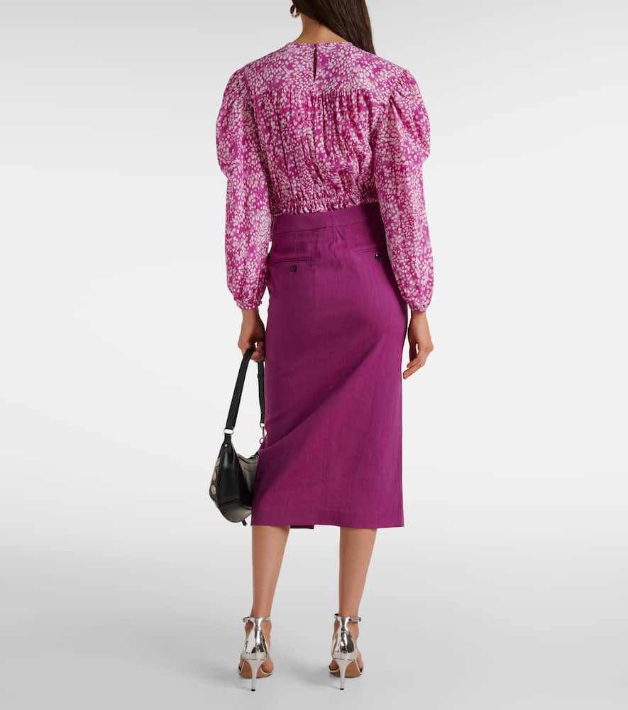 Dixina linen-blend midi skirt