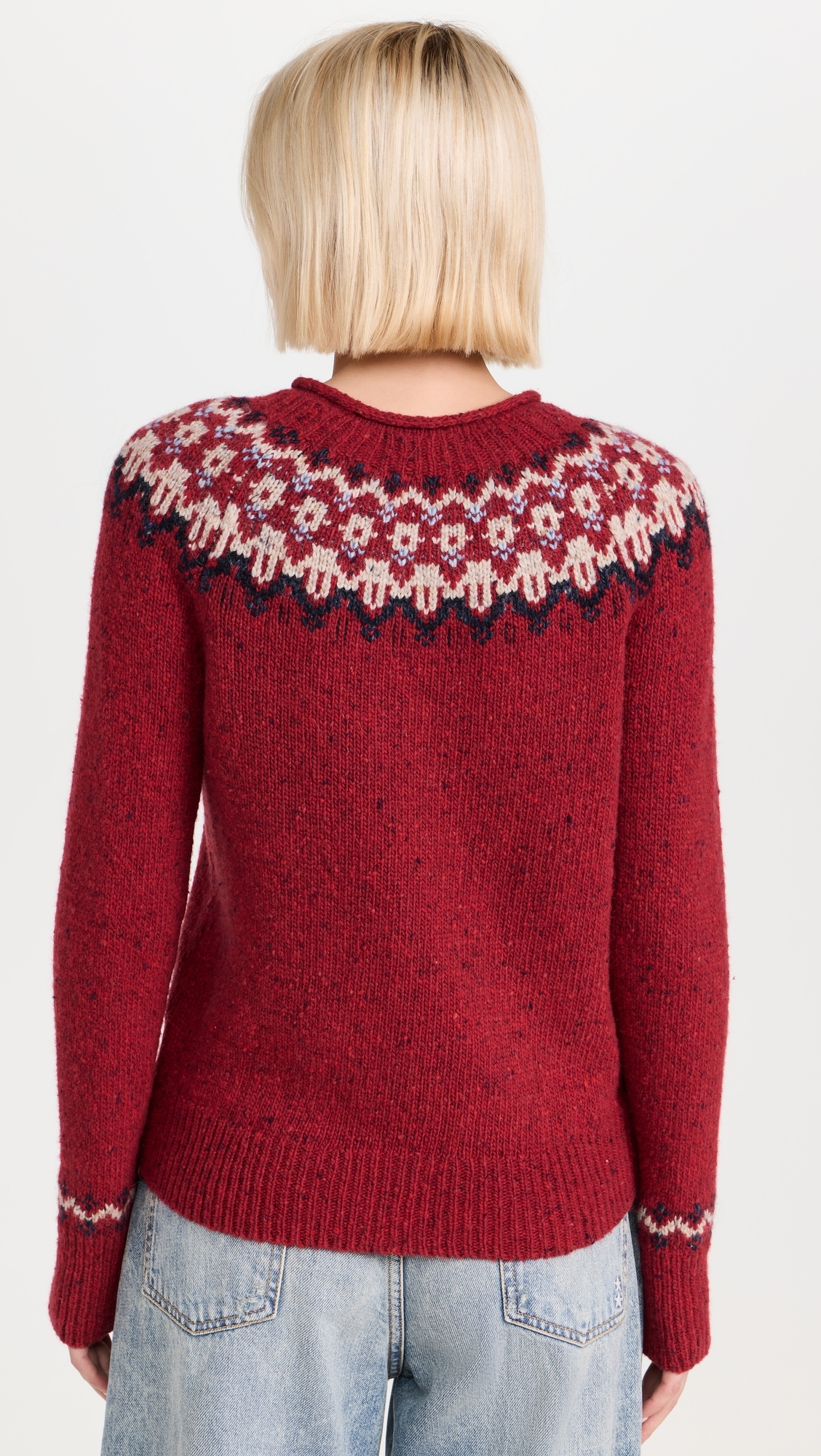 Meadow Fairisle Sweater In Merino Wool Red