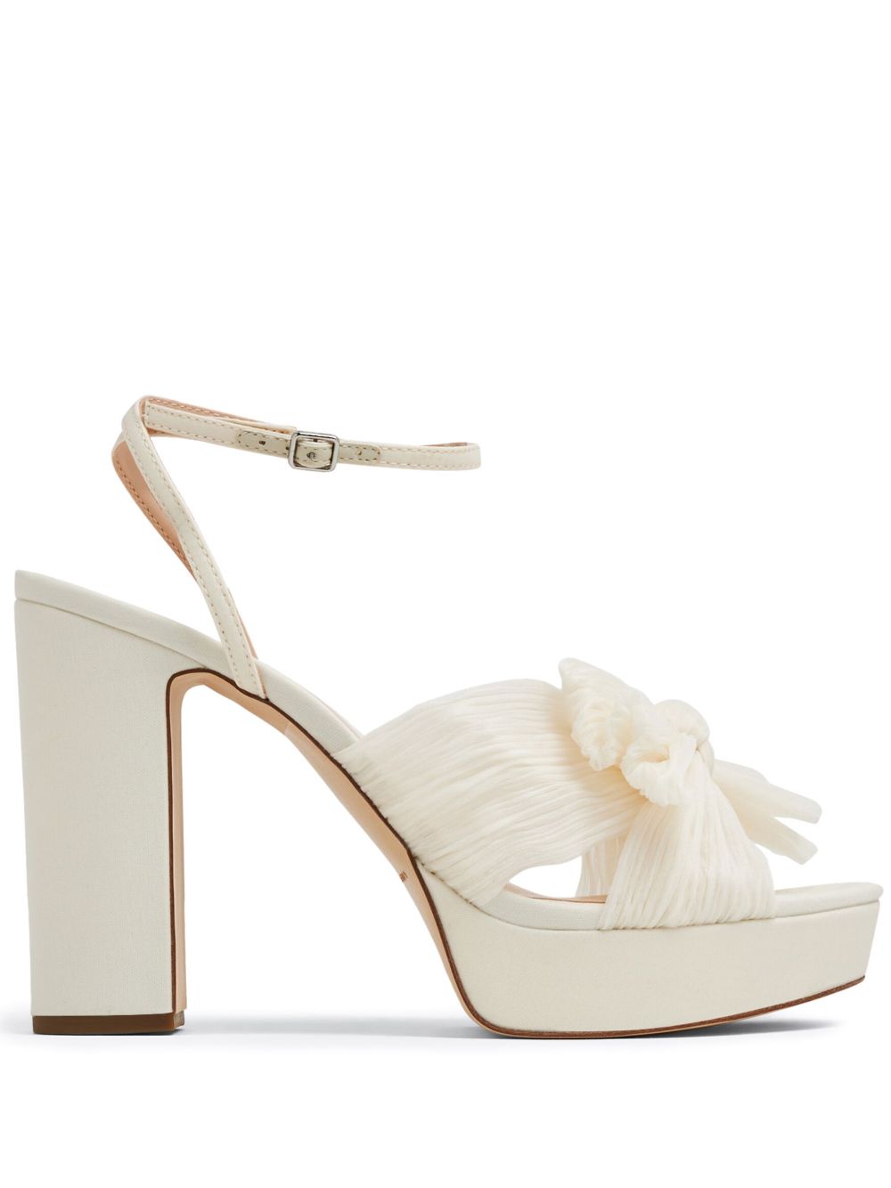 Natalia pleated knot 100mm sandals - White