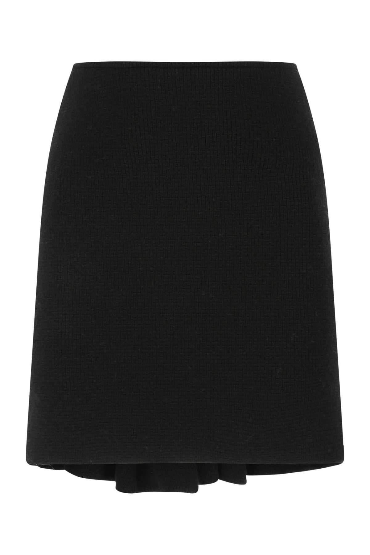 Wool-Blend A-Line Skirt — Black