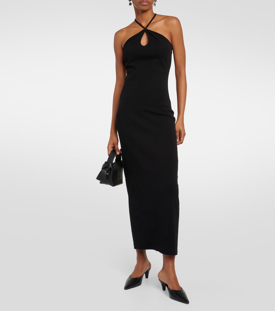 Ribbed-knit cotton-blend midi dress