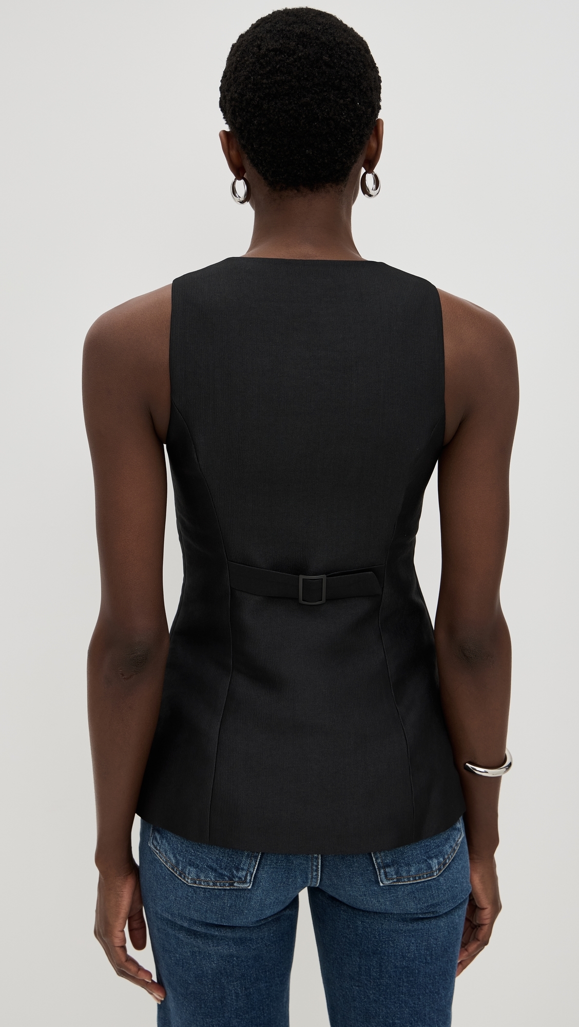Leo Satin Long Waistcoat Black