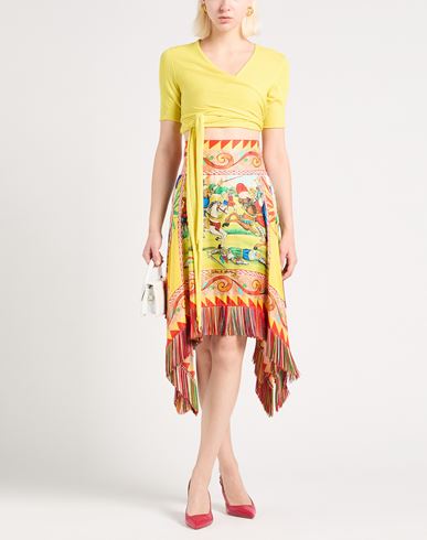 Woman Wrap cardigans Yellow Size S Cotton, Polyamide, Elastane