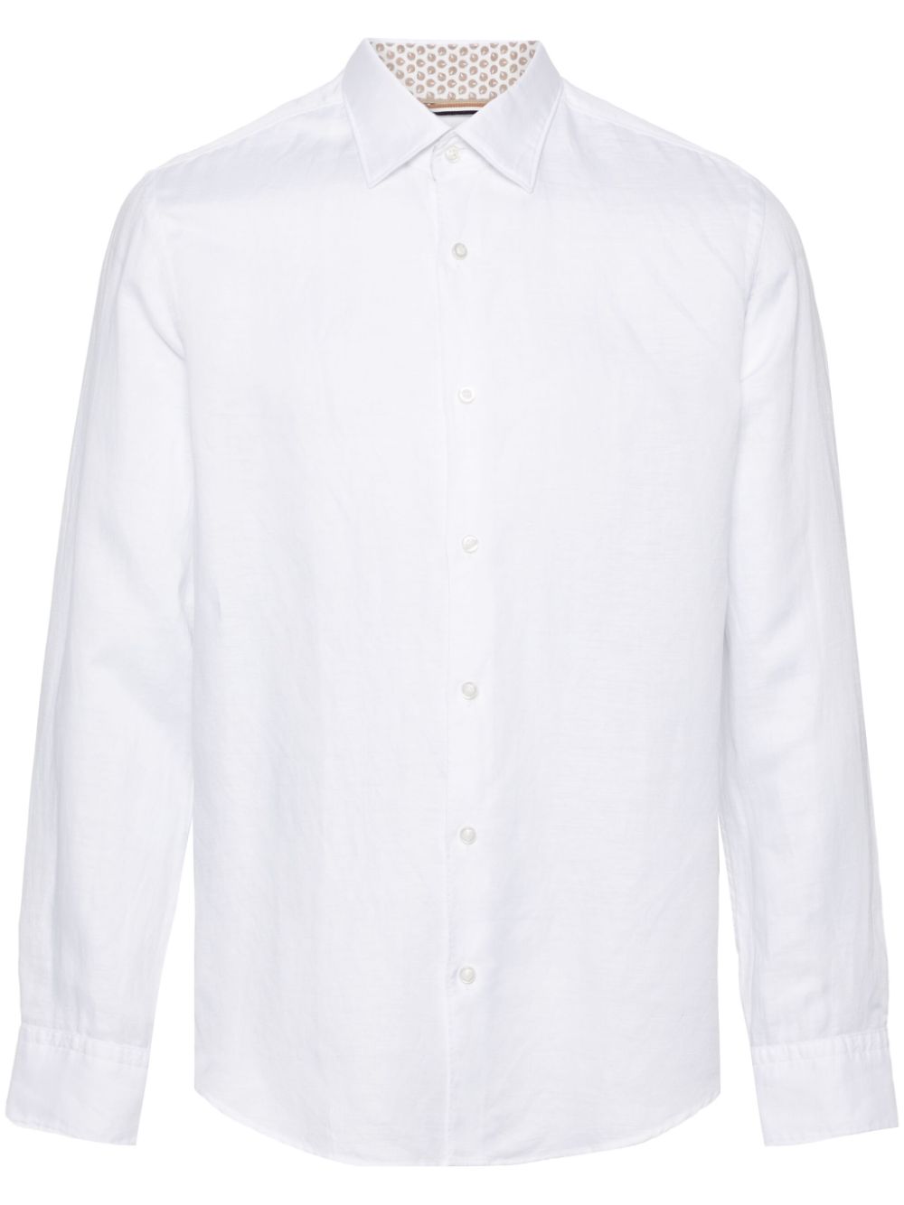 Spread-collar linen-blend shirt - White