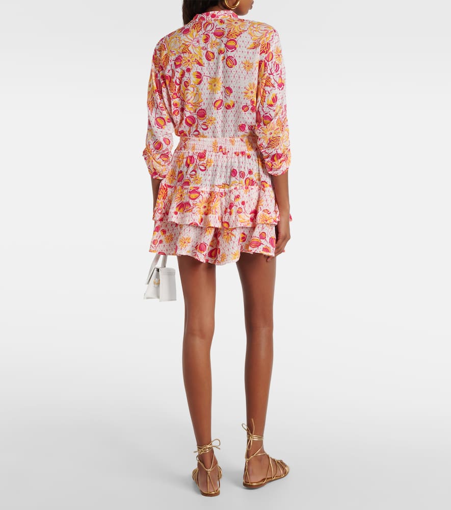 Culotte ruffled floral miniskirt