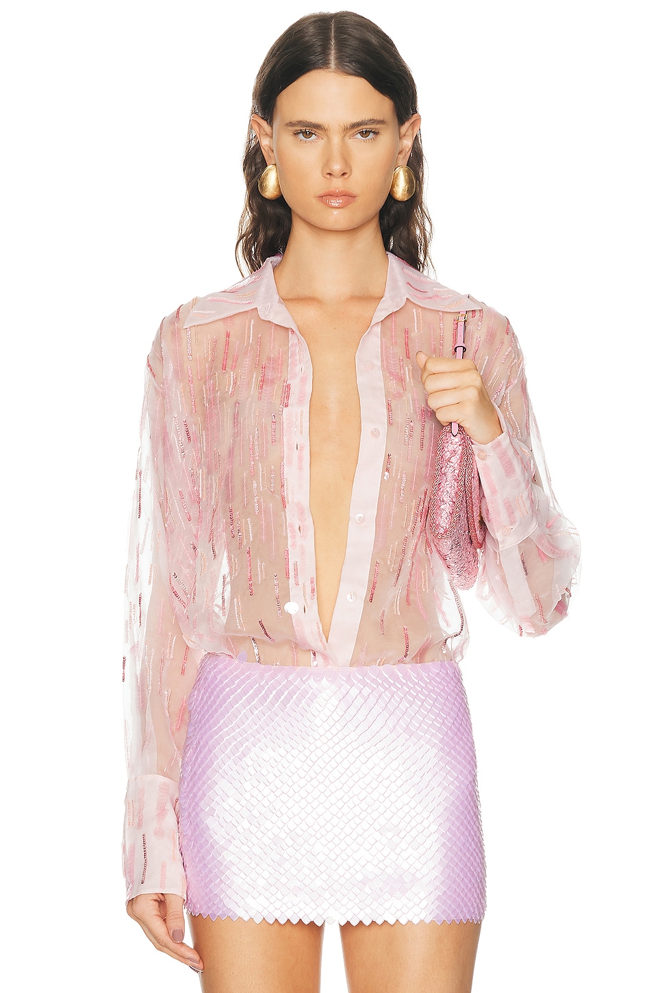 MAY MASHIAH Emilia Shirt in Peony - Pink. XS also in