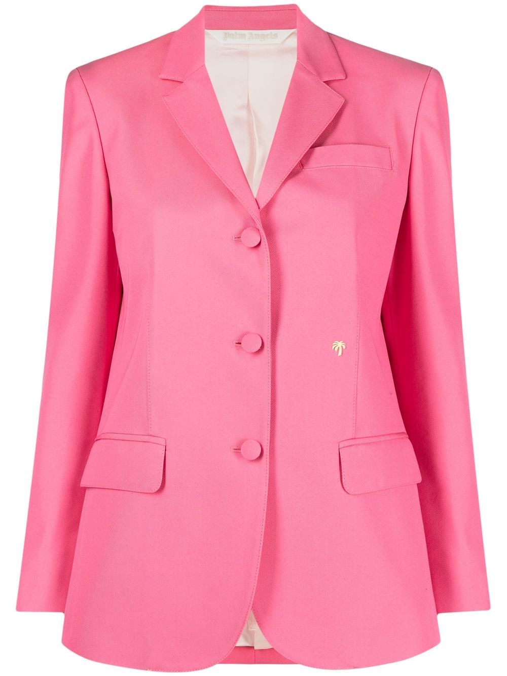 Logo-Embroidered Cotton Blazer — Pink