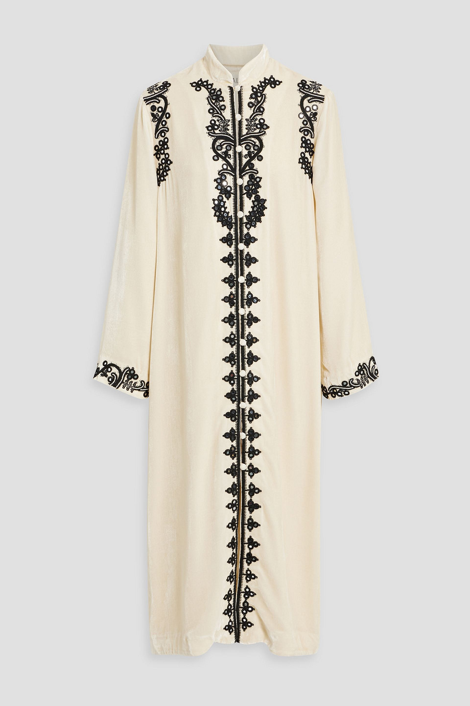 Saloni - Amari embroidered velvet robe - White - UK 12