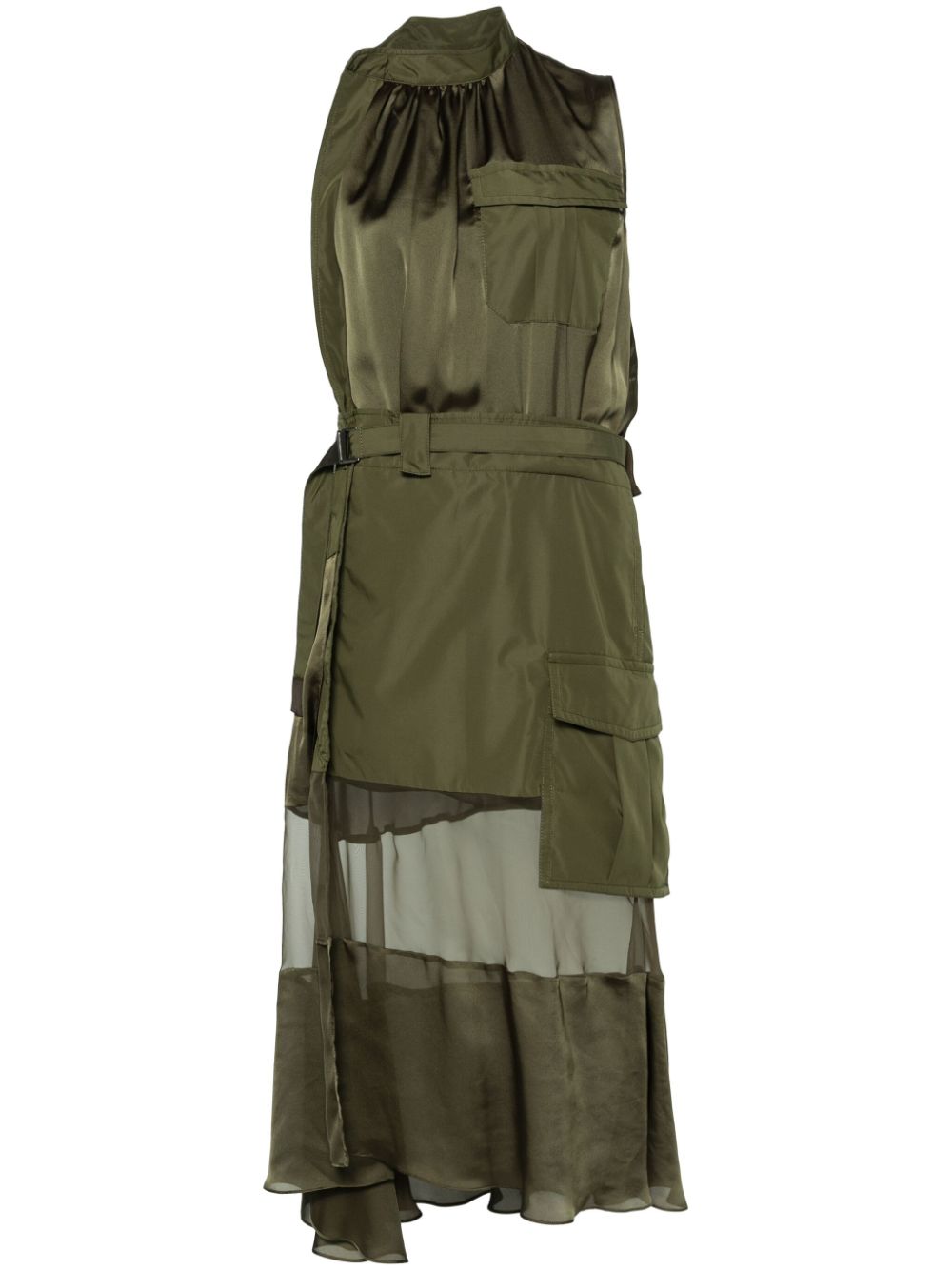 Panelled-design dress - Green