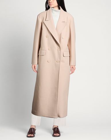 Woman Coat Beige Size 6 Polyester, Acrylic, Wool
