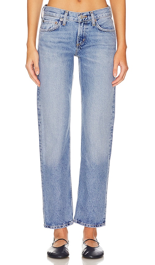 AGOLDE LOW-RISE-JEANS MIT GERADEM BEIN AMBER in Denim-Light. Größe 32. Also in 23, 24, 25, 26, 27, 28, 29