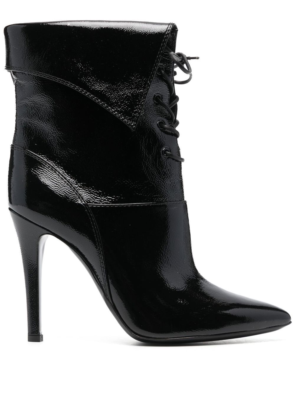 Pointed-toe 110mm lace boots - Black