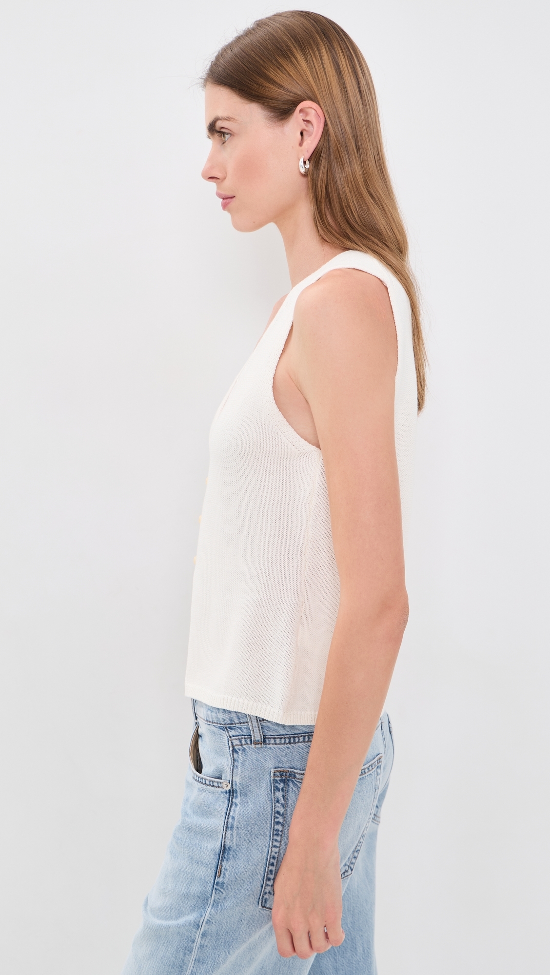 The Knit Cardigan Vest White001