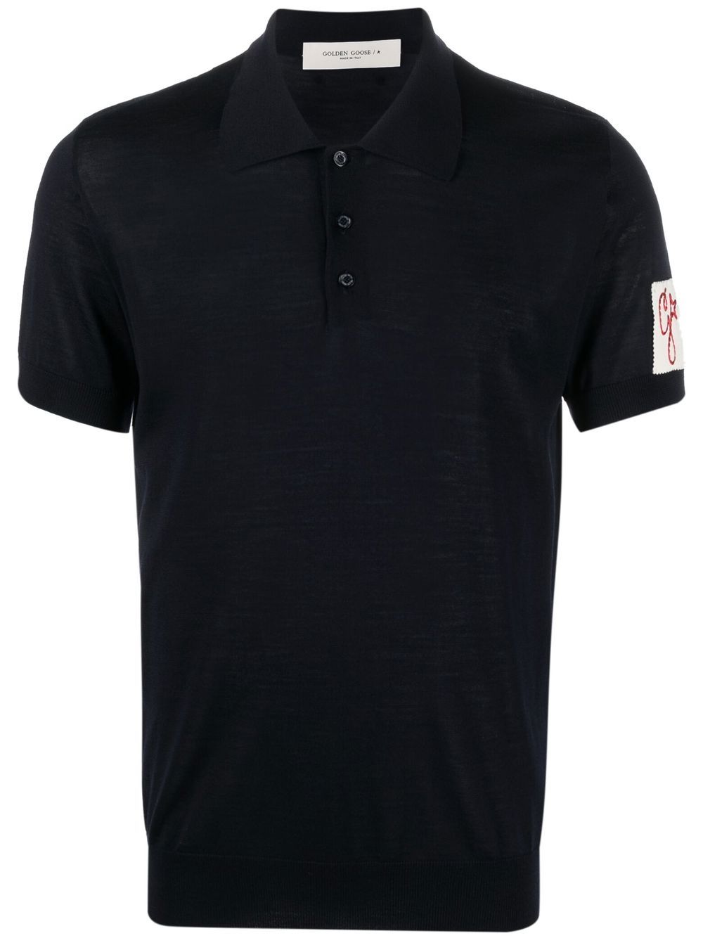 Logo-patch wool polo shirt - Blue
