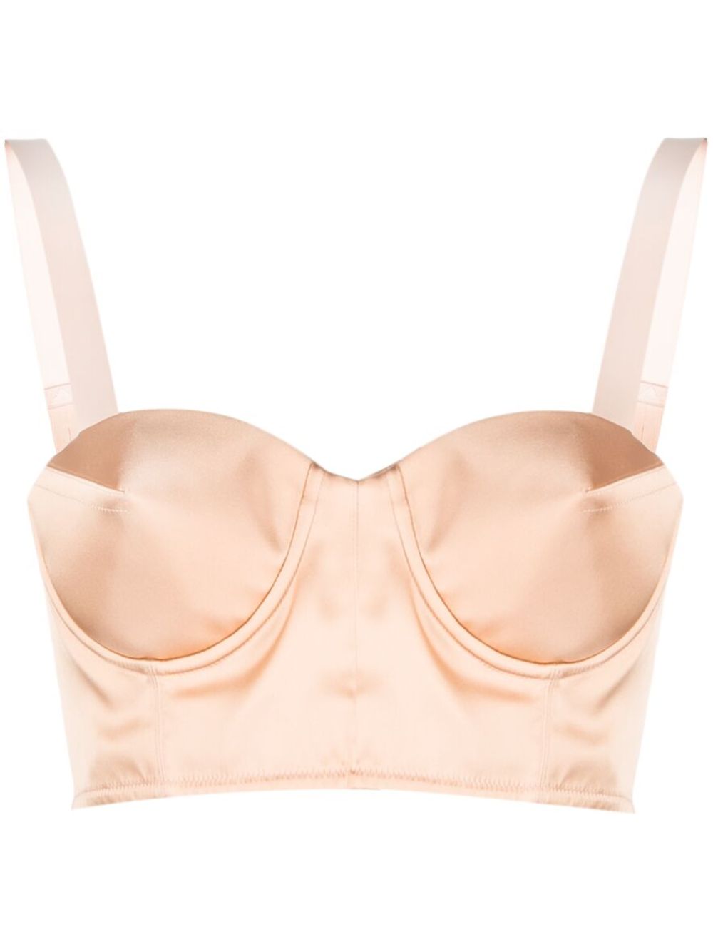 Cropped satin bustier blouse - Neutrals