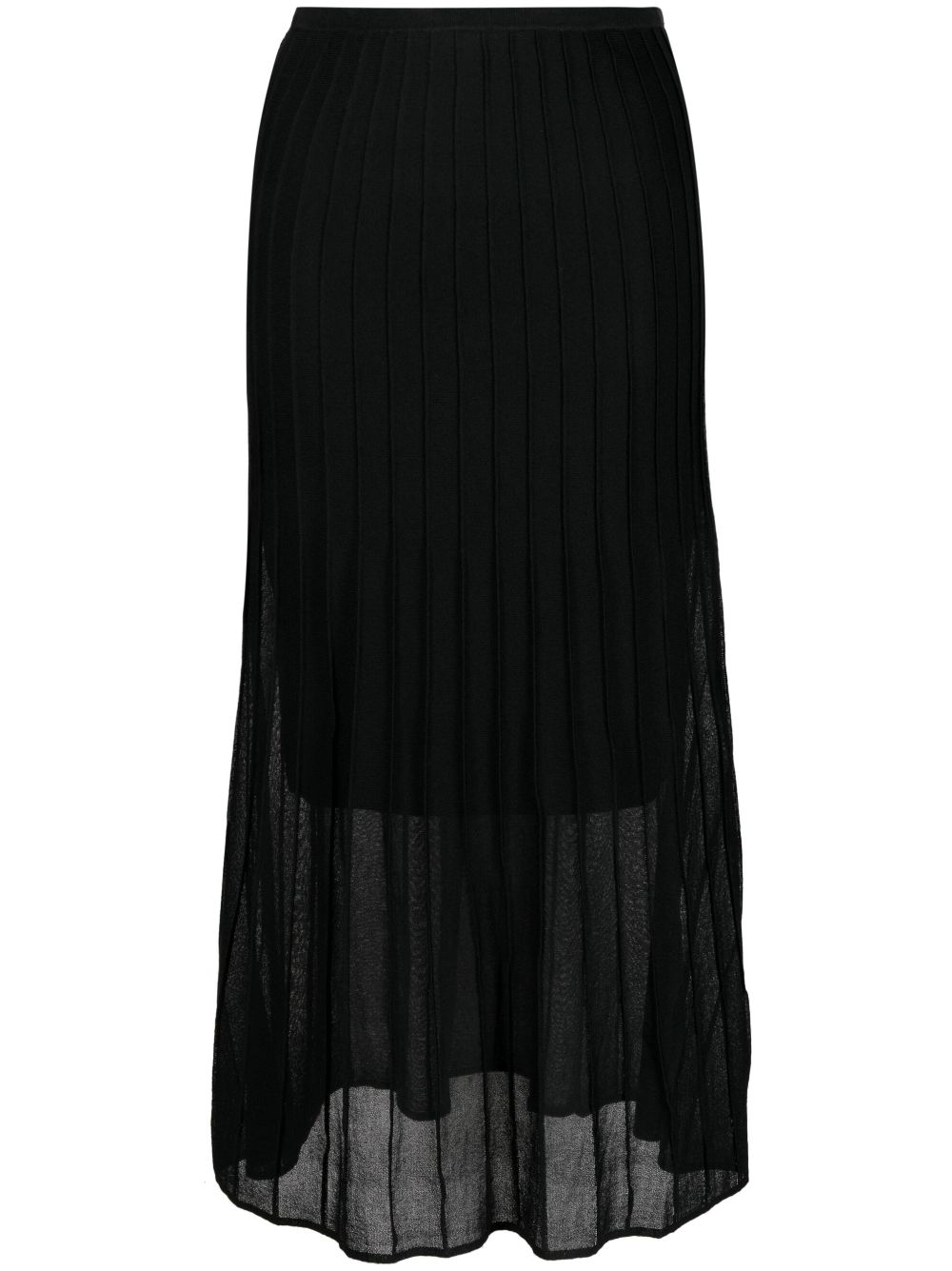 Semi-sheer construction pleated skirt - Black