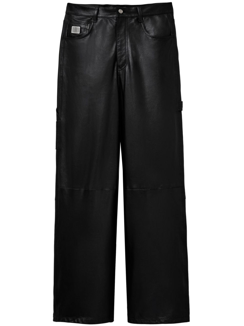 Wide-leg leather trousers - Black