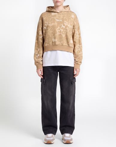Woman Sweatshirt Sand Size L Cotton