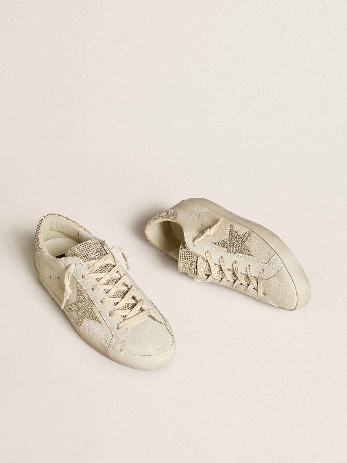 Golden Goose - Women’s Super-star In Nappa Leather With Swarovski Crystal Star And Heel Tab, Woman