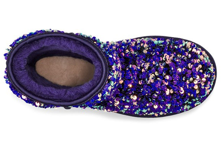 (WMNS) Classic Short Stellar Sequin Snow Boots Black/Blue/Purple
