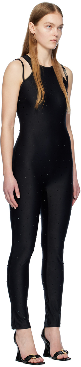Versace Jeans Couture Black Crystal-Cut Jumpsuit
