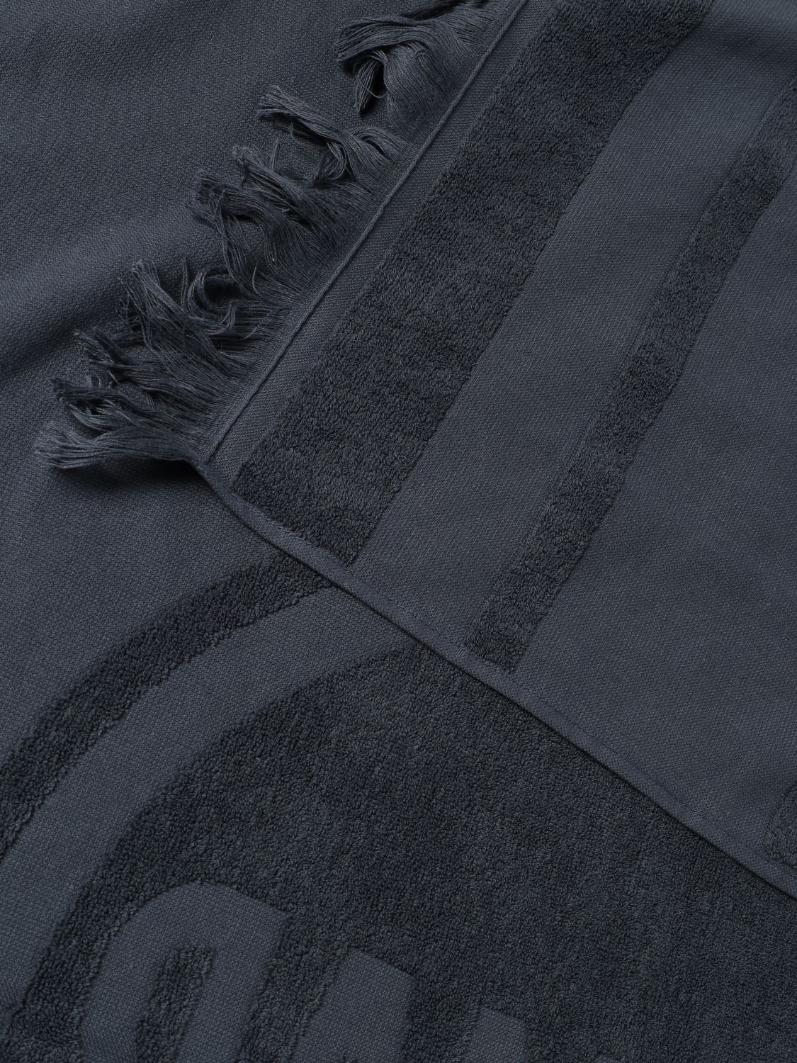 Logo-jacquard fringed towel - Blue