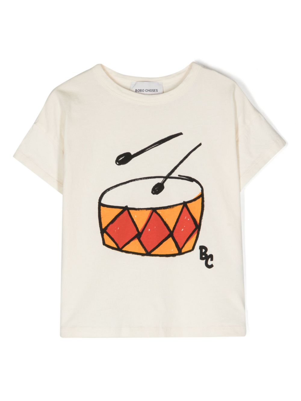 Ivory T-shirt For Boy With Drum Print