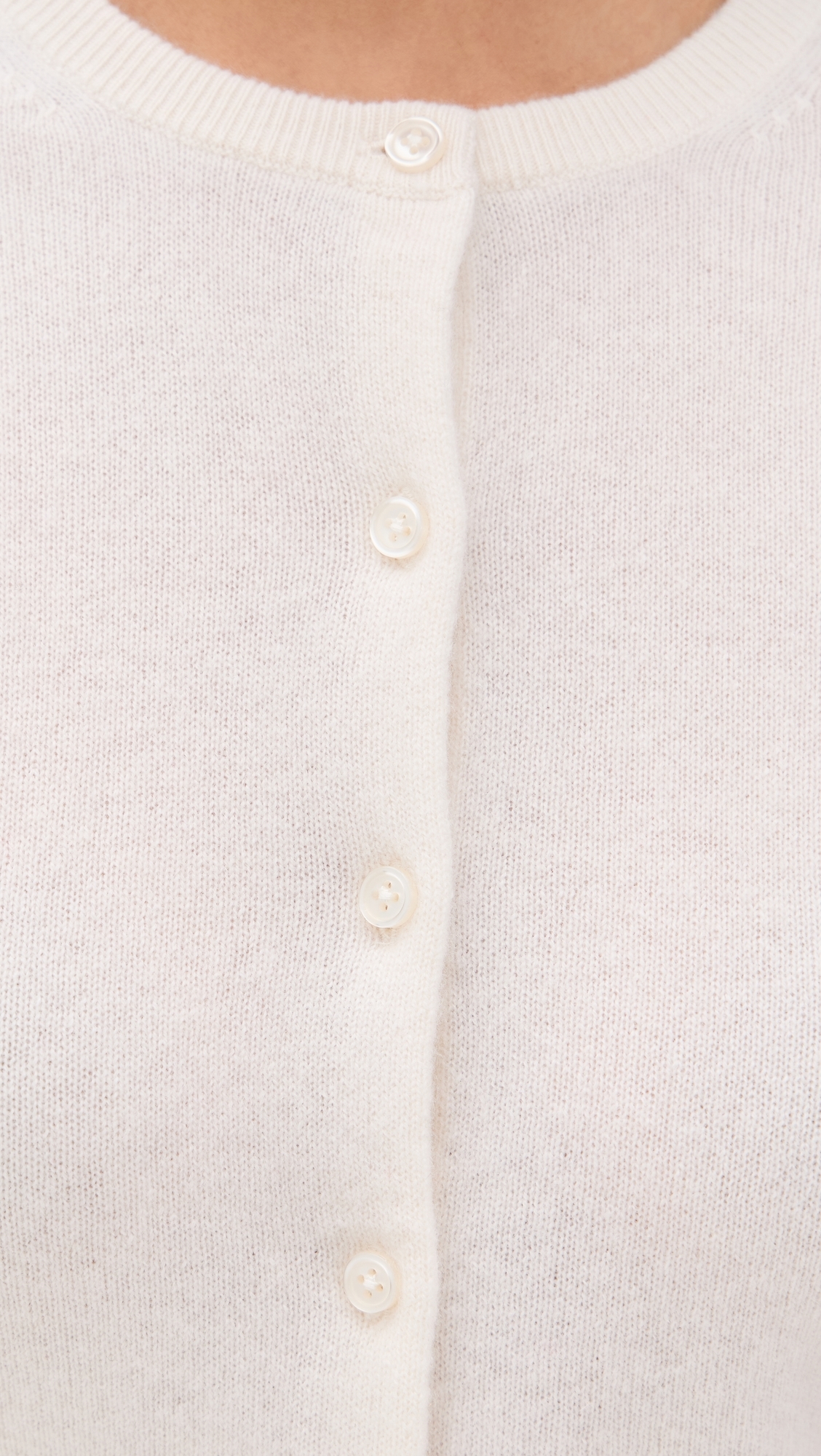 Cashmere Crew Neck Cardigan Soft White