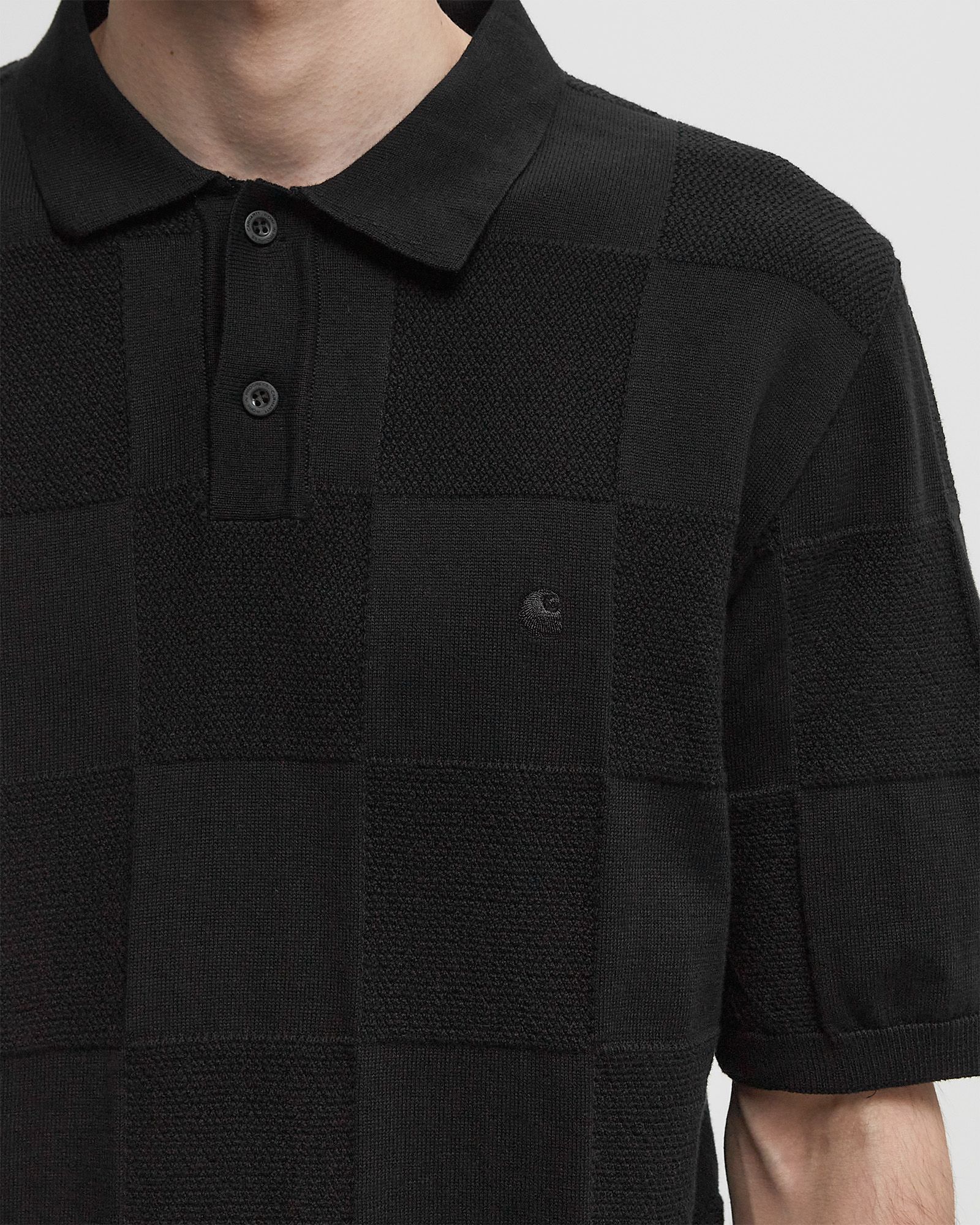 S/S Checker Polo black male Polos now available at BSTN