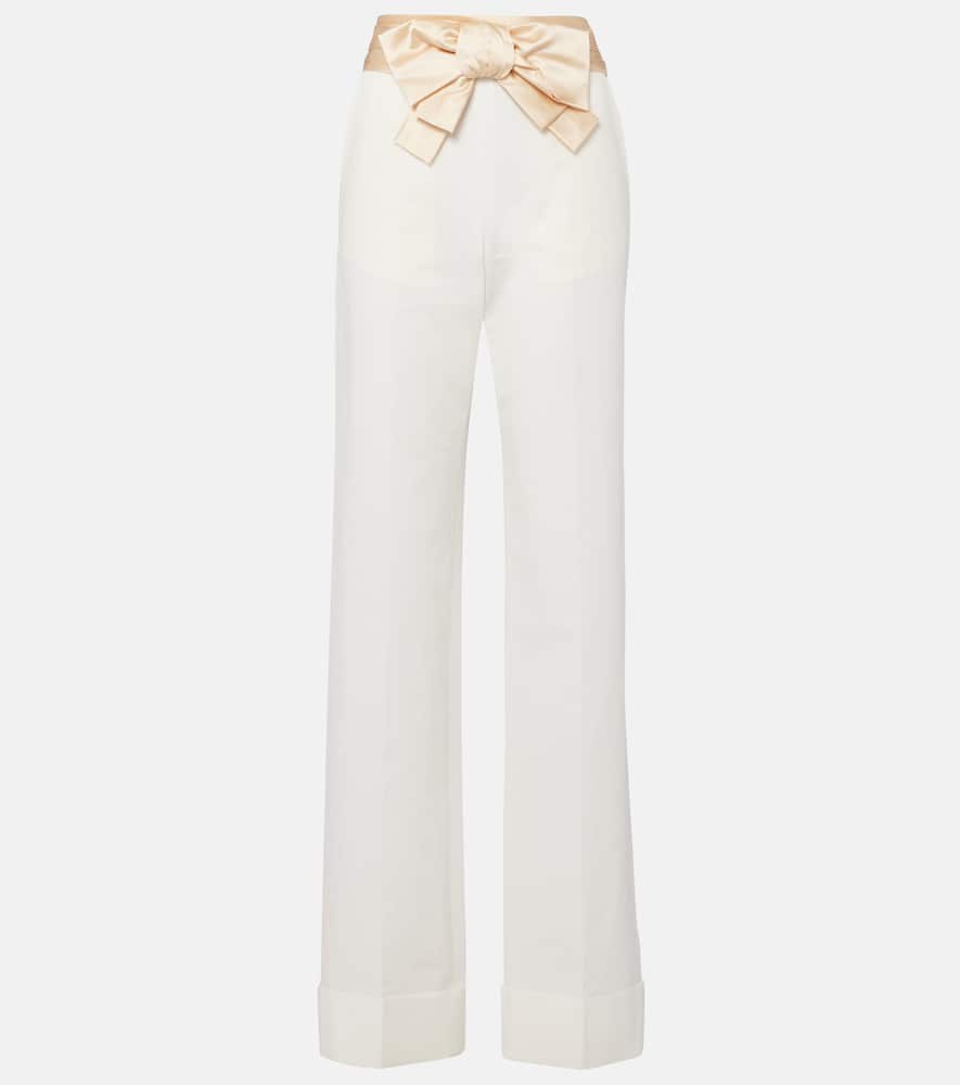 High-rise cotton and linen straight pants