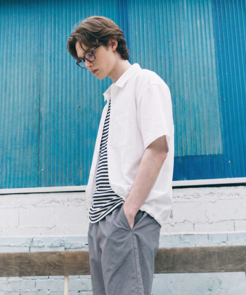 Airy oversized Tencel short-sleeve shirt ivory