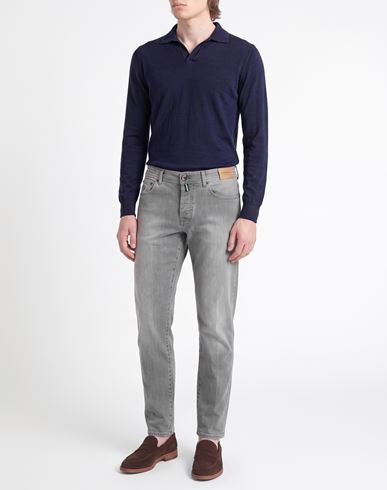Man Jeans Grey Size 38 Cotton, Elastane