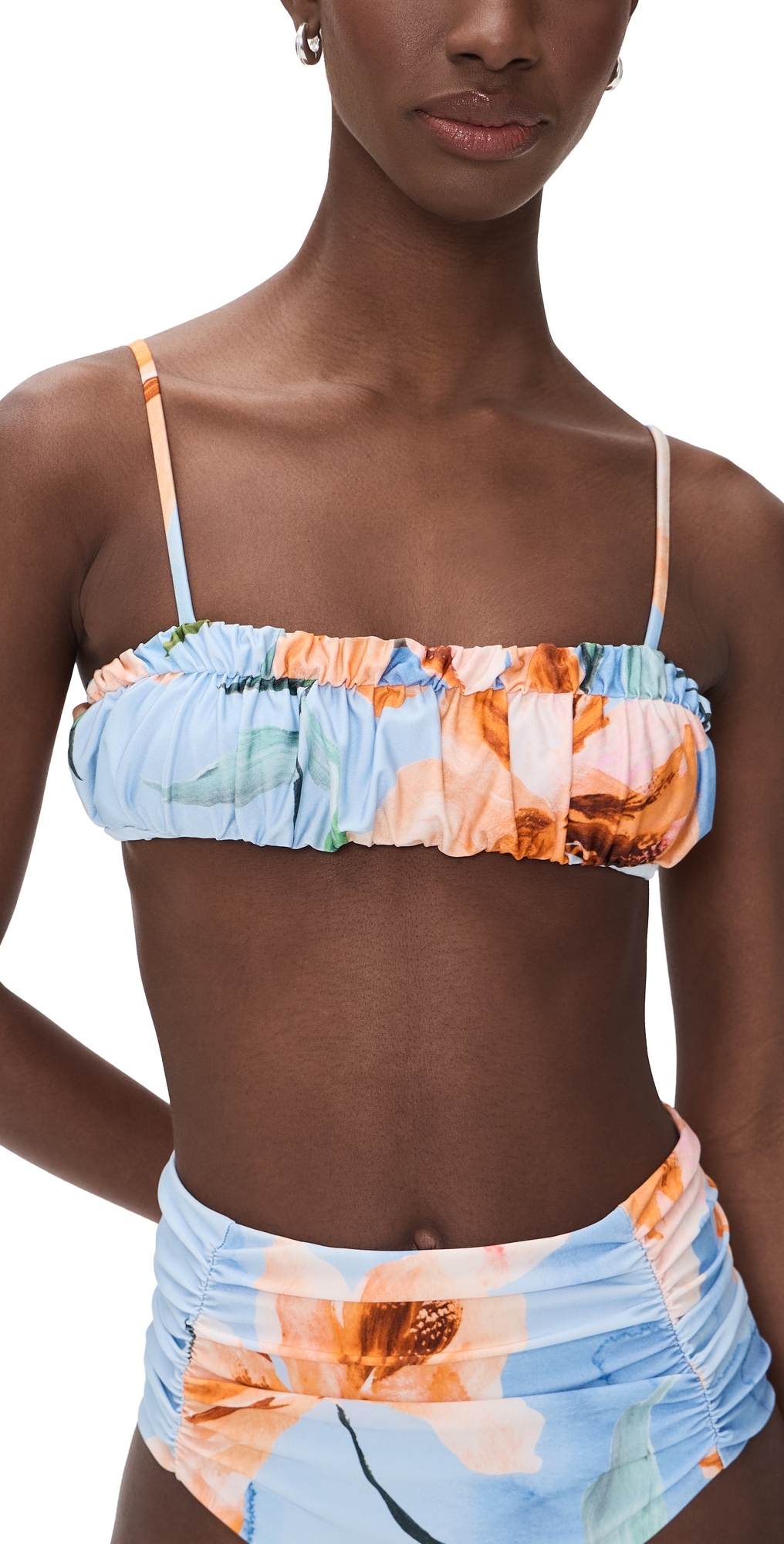 Sunspell Ruched Bikini Top Watercolor Floral