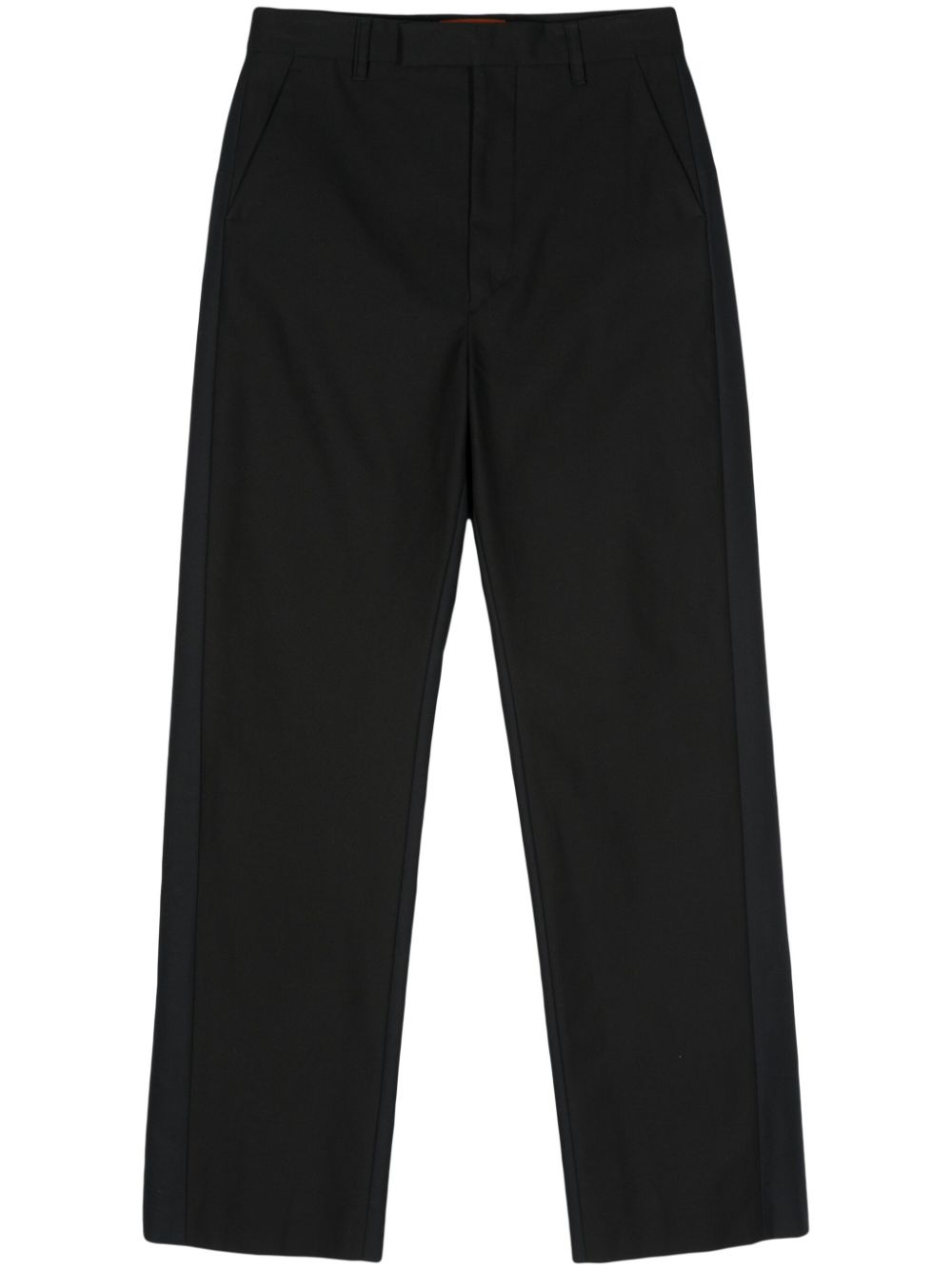 Cotton straight-leg trousers - Black