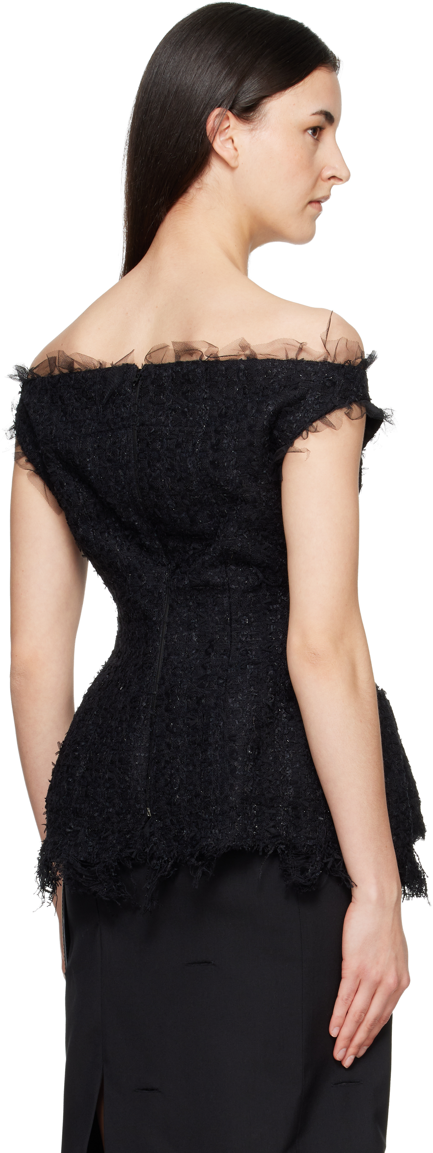 Black Vendome Tweed Top