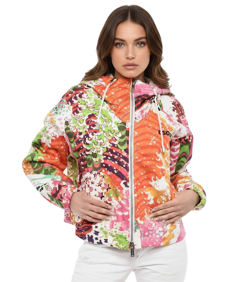 Multicolor Printed Hood Jacket