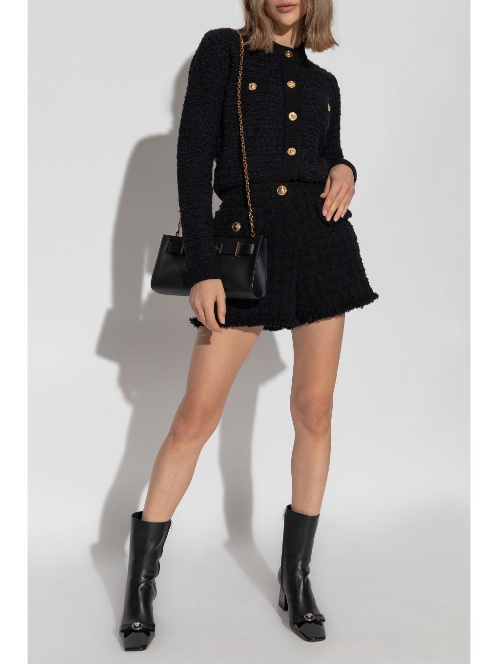 Black Virgin Wool Blend Shorts