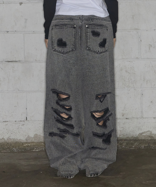 Washed Damage Denim Pants F25ZD979