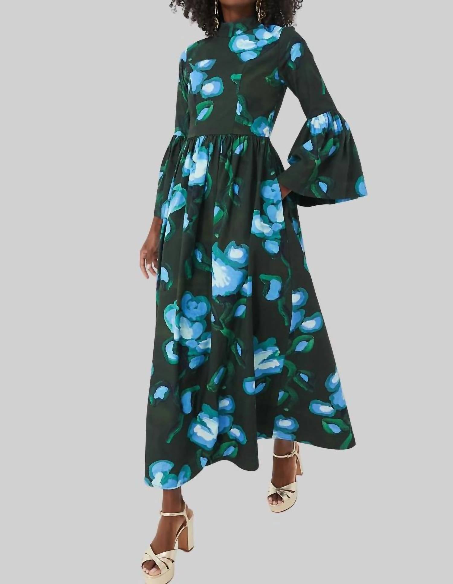 Verde Print Matilda Maxi Dress In Blue/green