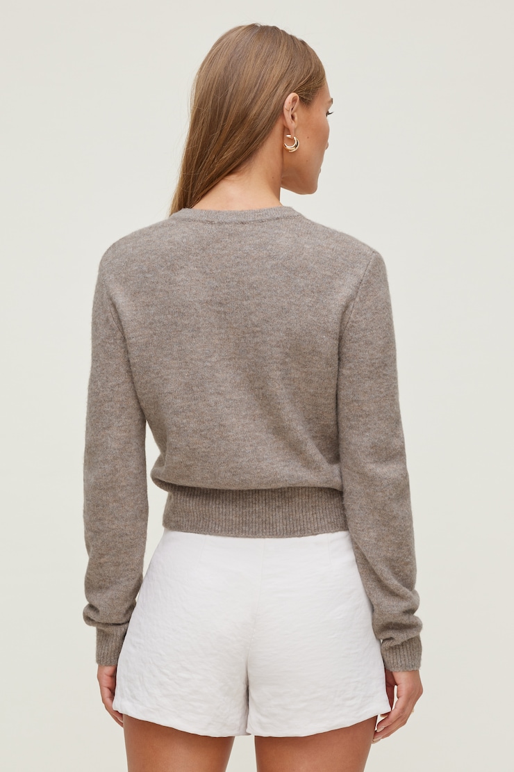 Rebecca Crewneck Cardigan - Brown - Women Clothing