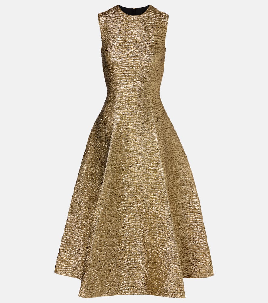 Mara metallic-effect seersucker midi dress