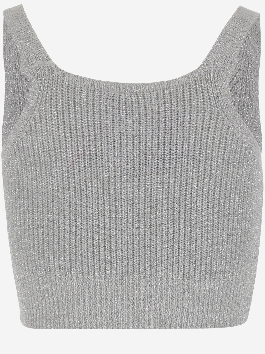 Grey Ribbed-knit Tank Top