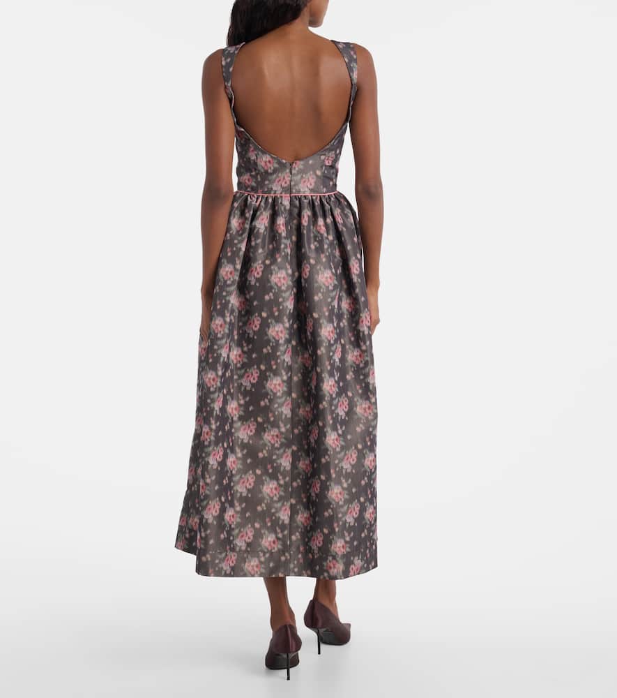 Apple floral taffeta corset midi dress