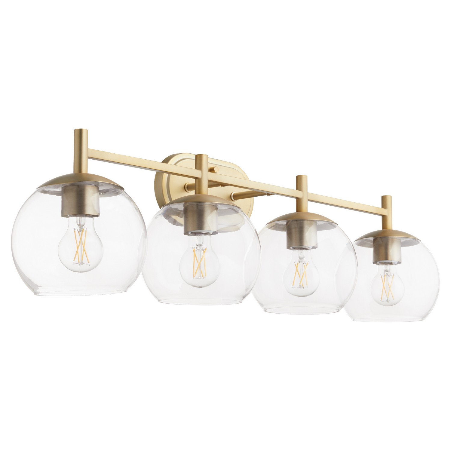 Aged Brass Four Light Vanity from the Lyon Collection