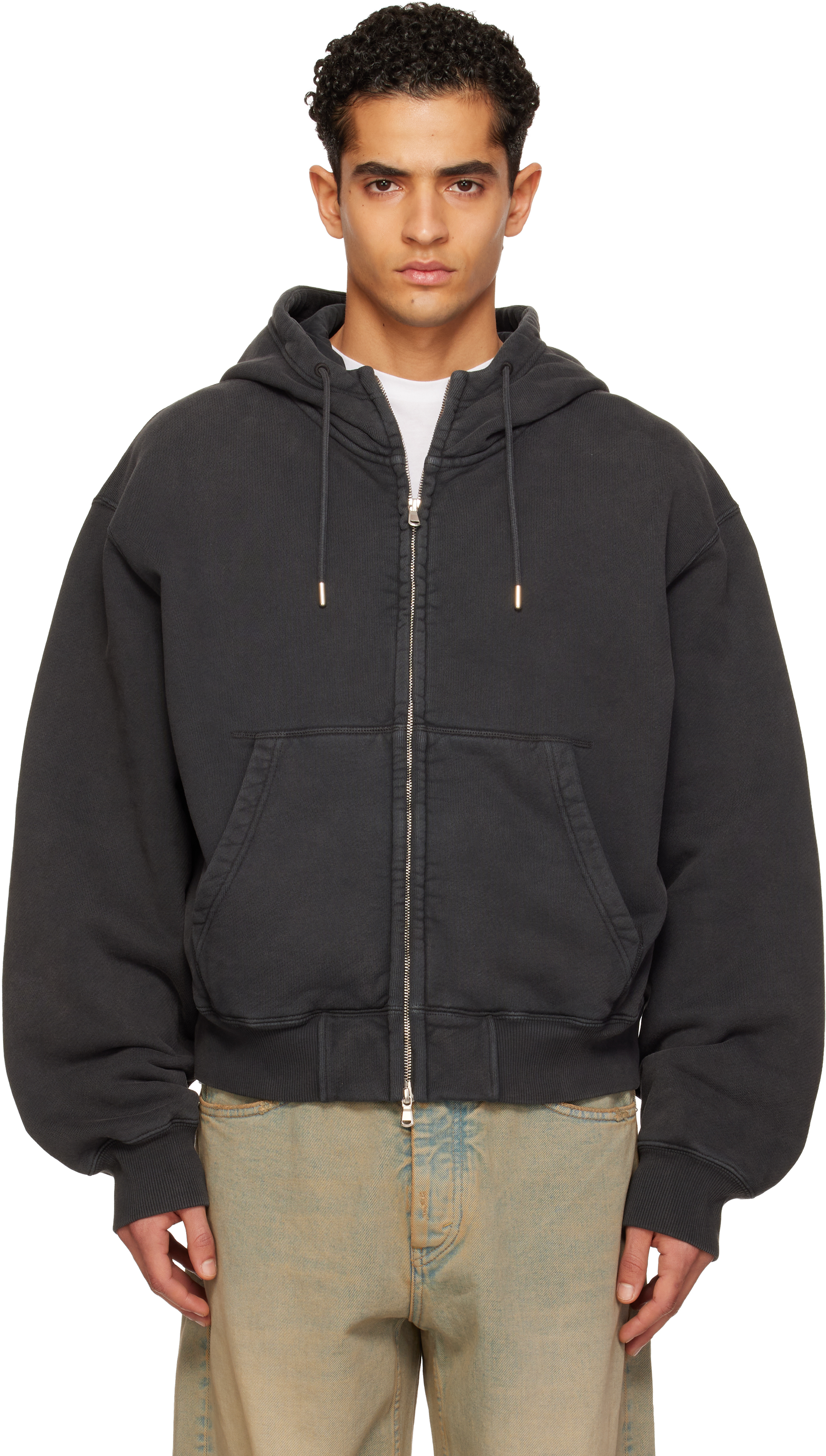 Black Oversized Zip-Up Hoodie