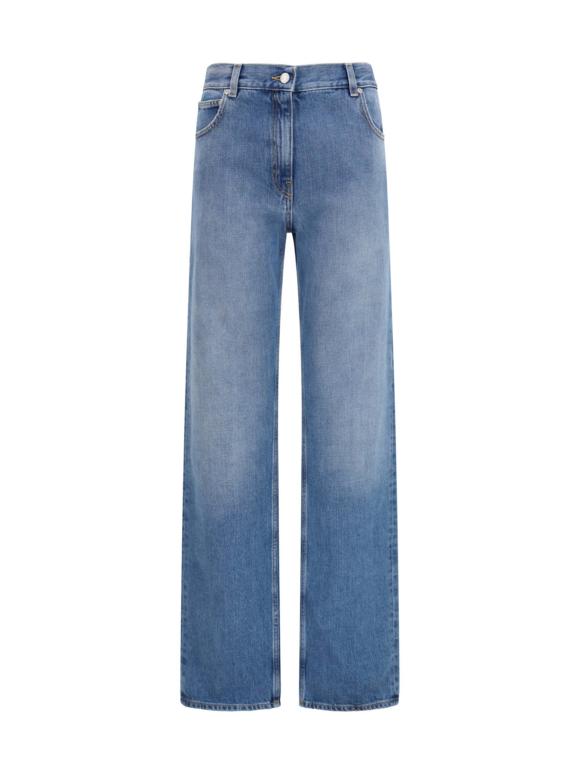 Straight-Leg Cotton Jeans — Blue
