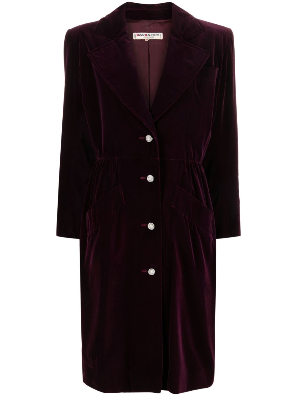 Single-breasted velvet coat - Purple