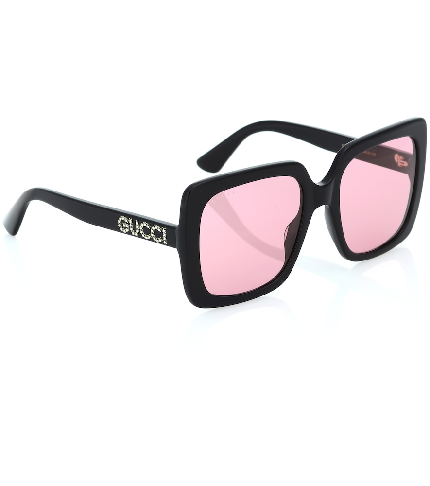 Crystal-embellished square sunglasses
