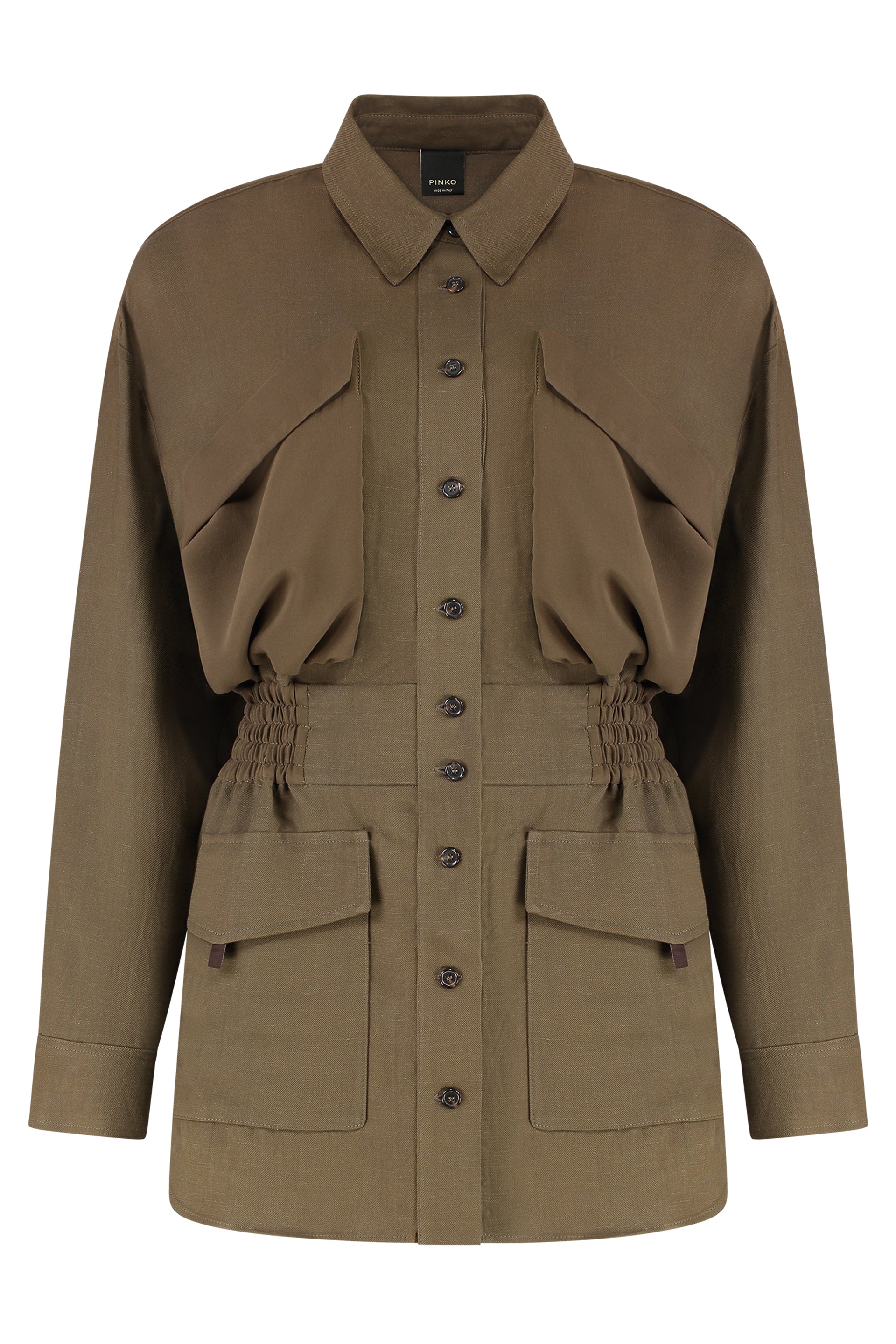 Viscose-Linen Overshirt with Adjustable Drawstring Waist